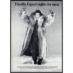 1978 American Fur Industry Man in Coat Vintage Print Ad Equal Rights for Men Art